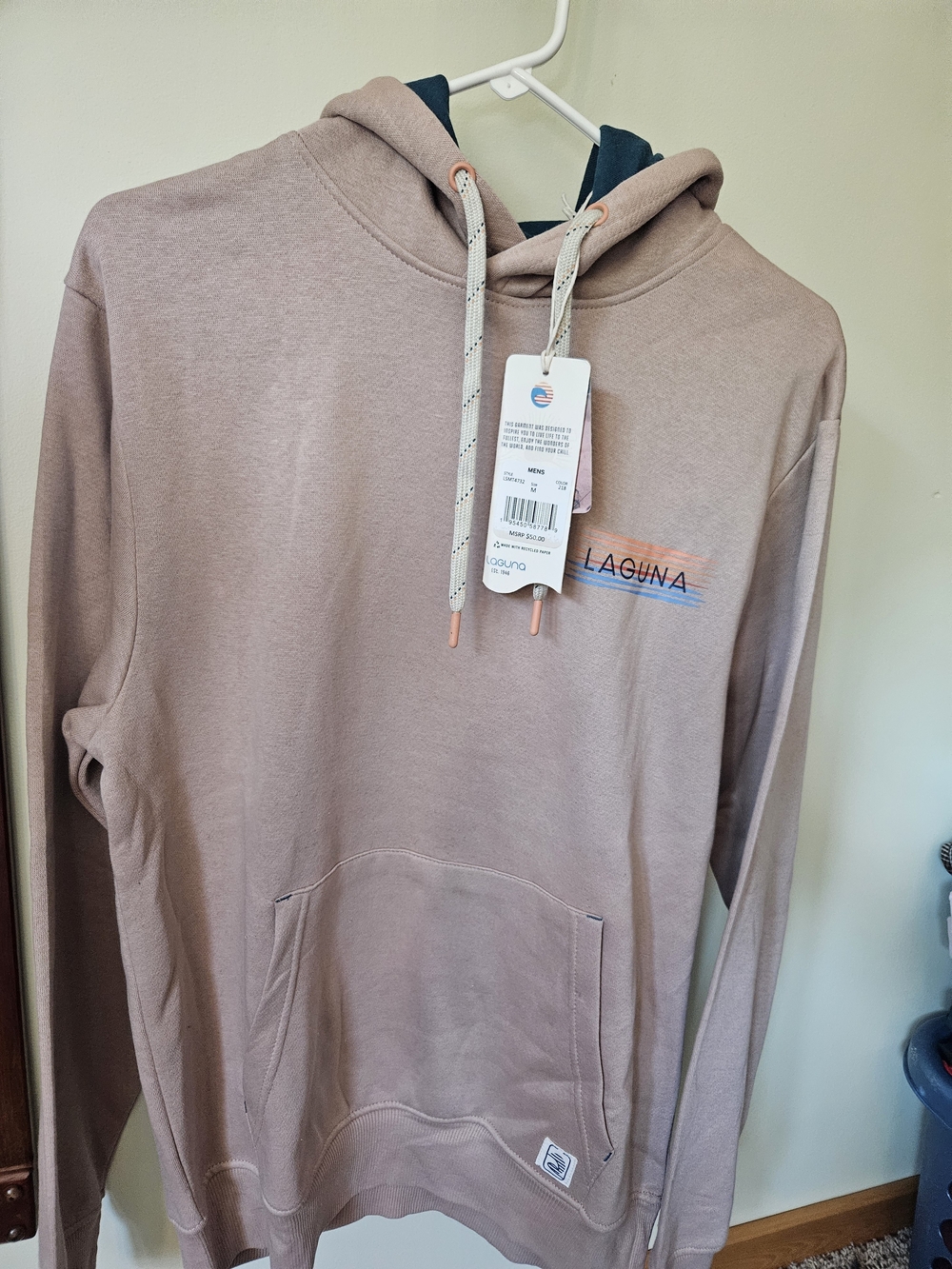 Men's Hooded Pullover Sweatshirt - Beige